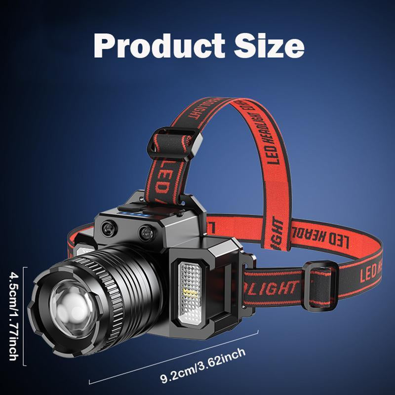 LED Headlamp, USB Rechargeable Waterproof Headlamp for Exploration, Outdoor Camping Supplies, Christmas, Christmas Gift