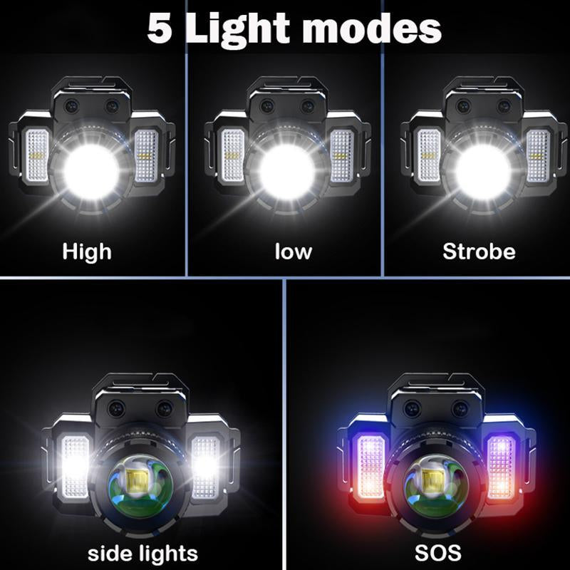 LED Headlamp, USB Rechargeable Waterproof Headlamp for Exploration, Outdoor Camping Supplies, Christmas, Christmas Gift